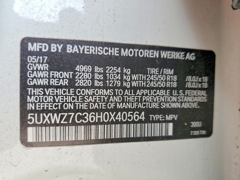 Продажа на аукционе авто 2017 Bmw X3, vin: 5UXWZ7C36H0X40564, номер лота: 54519216