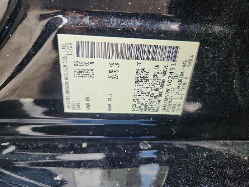 Auction sale of the 2021 Nissan Maxima, vin: 1N4AA6EV6MC502451, lot number: 52671916