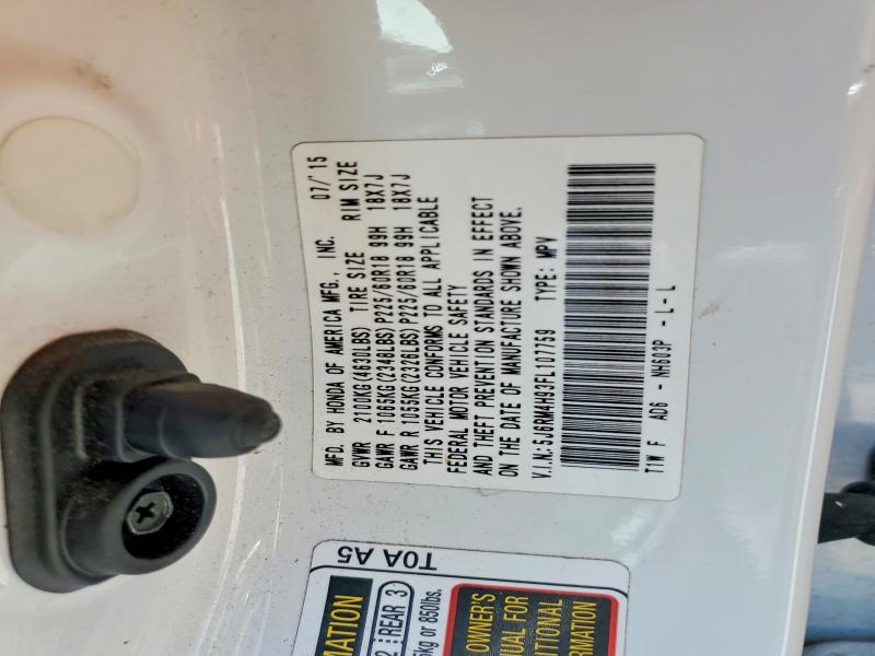 53058976 :رقم المزاد ، 5J6RM4H93FL107759 vin ، 2015 Honda Cr-v مزاد بيع