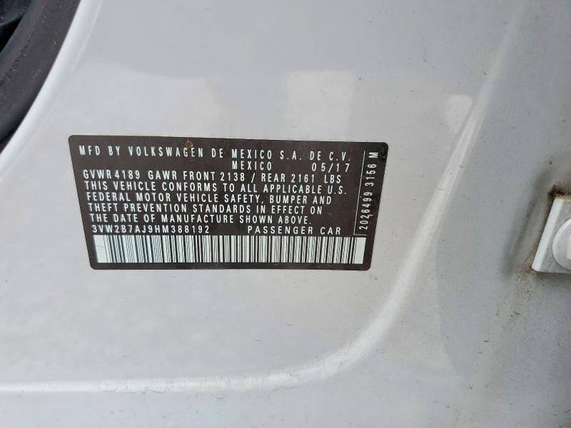 Aukcja sprzedaży 2017 Volkswagen Jetta, vin: 3VW2B7AJ9HM388192, numer aukcji: 53622966