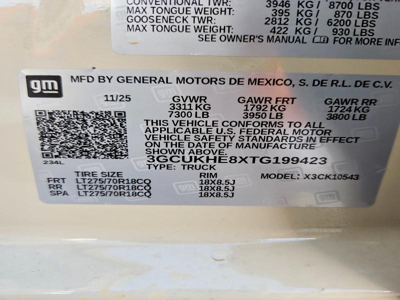 2026 Chevrolet Silverado მანქანა იყიდება აუქციონზე, vin: 3GCUKHE8XTG199423, აუქციონის ნომერი: 53039506
