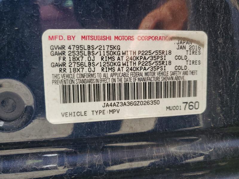 Aukcja sprzedaży 2016 Mitsubishi Outlander, vin: JA4AZ3A36GZ026350, numer aukcji: 54994816