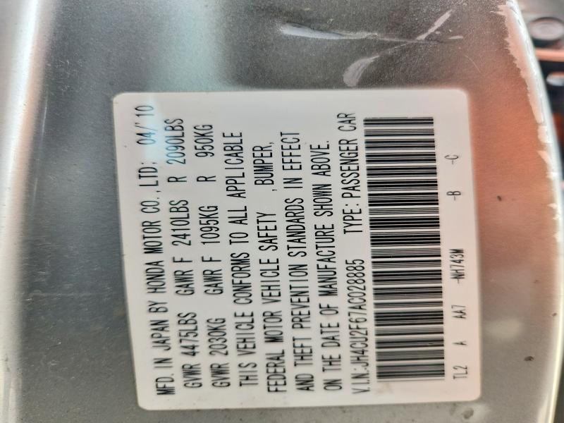 55579376 :رقم المزاد ، JH4CU2F67AC028885 vin ، 2010 Acura Tsx مزاد بيع