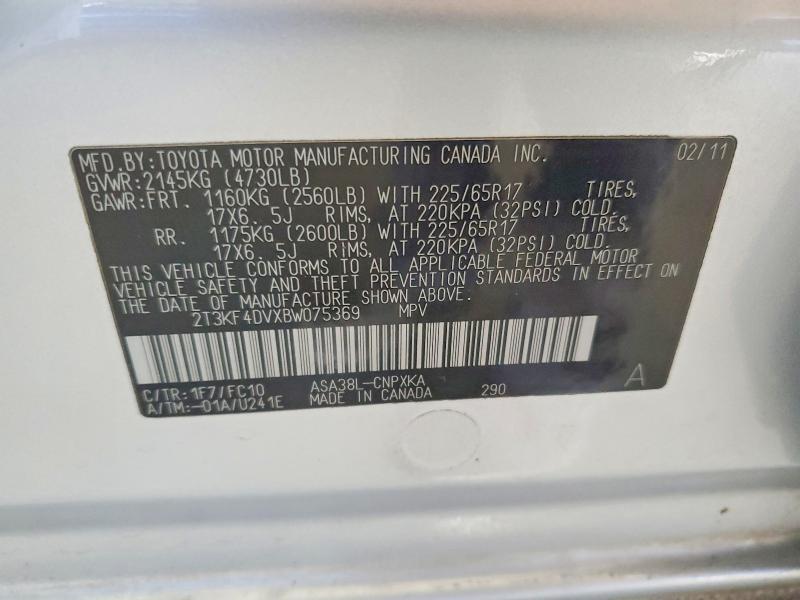 Aukcja sprzedaży 2011 Toyota Rav4, vin: 2T3KF4DVXBW075369, numer aukcji: 54063616