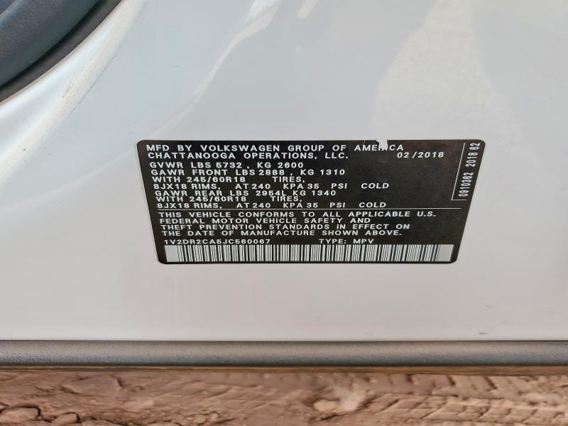 Aukcja sprzedaży 2018 Volkswagen Atlas, vin: 1V2DR2CA5JC560067, numer aukcji: 52132906
