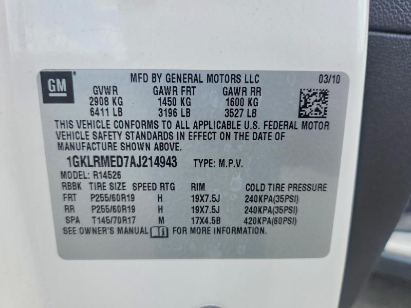 Продаж на аукціоні авто 2010 Gmc Acadia, vin: 1GKLRMED7AJ214943, номер лоту: 55365926