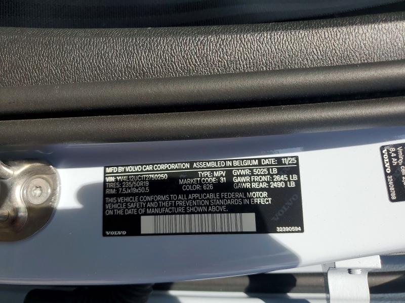 Aukcja sprzedaży 2026 Volvo Xc40, vin: YV4L12UC1T2750250, numer aukcji: 54166506