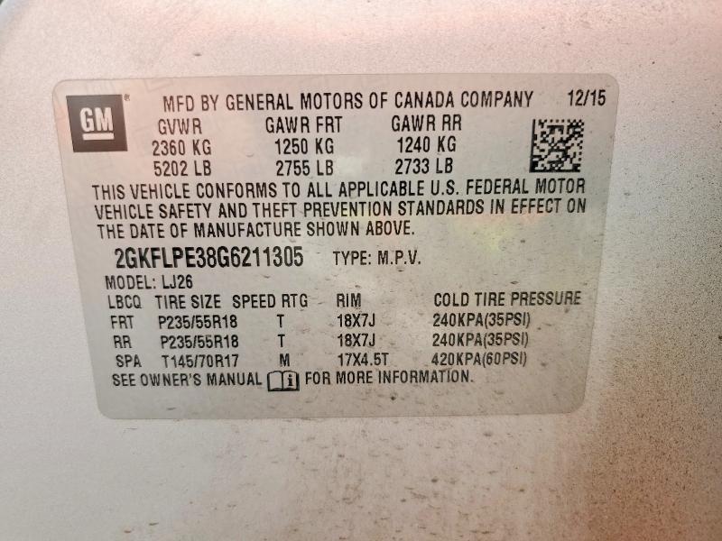 Продажа на аукционе авто 2016 Gmc Terrain, vin: 2GKFLPE38G6211305, номер лота: 55003396