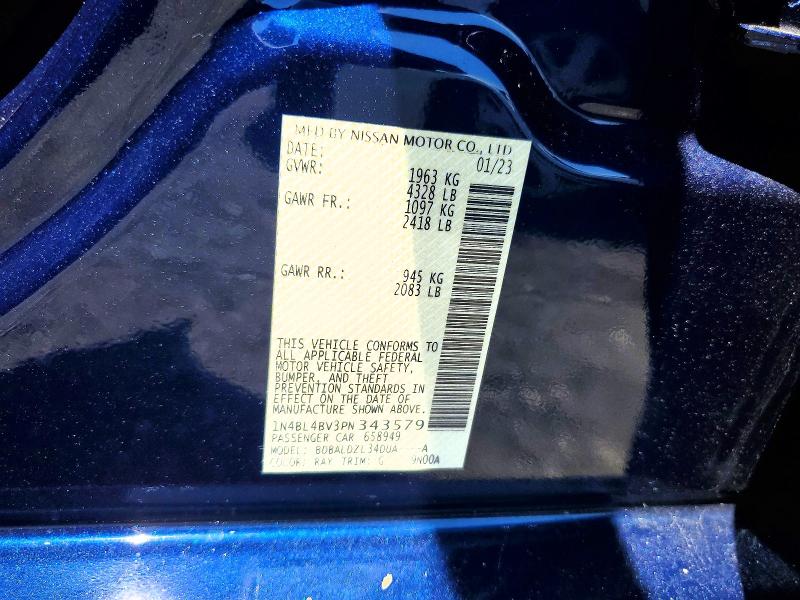 Продаж на аукціоні авто 2023 Nissan Altima, vin: 1N4BL4BV3PN343579, номер лоту: 53428216