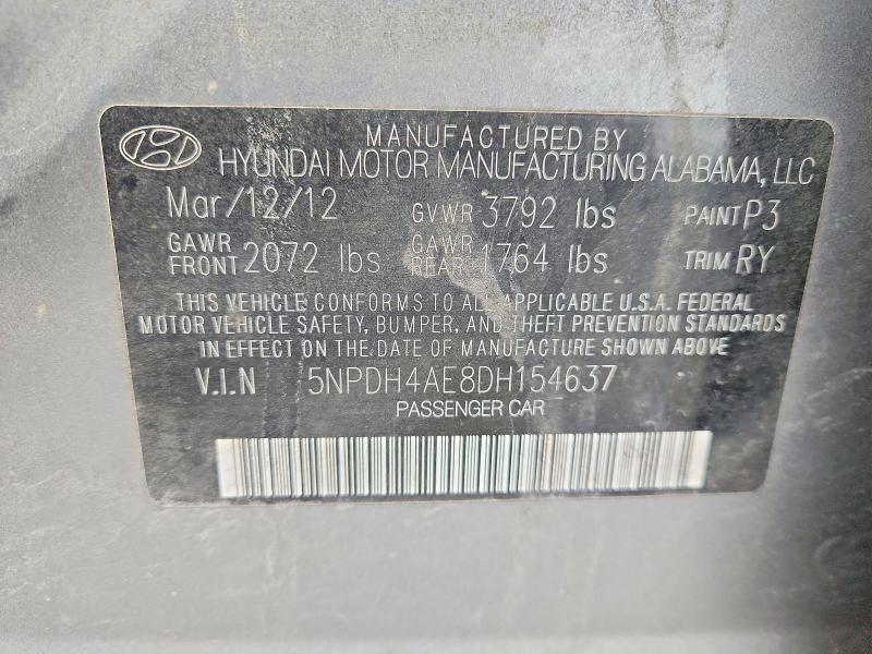 Продаж на аукціоні авто 2013 Hyundai Elantra, vin: 5NPDH4AE8DH154637, номер лоту: 52751366
