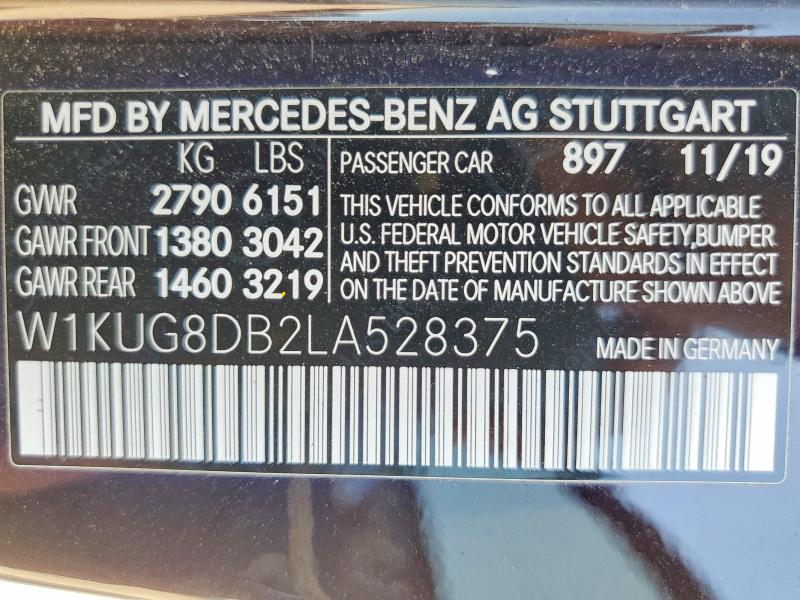 Aukcja sprzedaży 2020 Mercedes-benz S, vin: W1KUG8DB2LA528375, numer aukcji: 53538596
