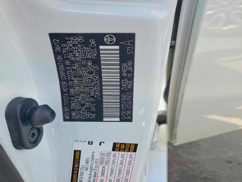 54986266 :رقم المزاد ، JTDKN3DU3C5477120 vin ، 2012 Toyota Prius مزاد بيع