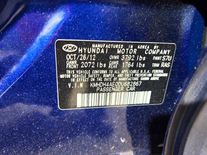 53369586 :رقم المزاد ، KMHDH4AE0DU682867 vin ، 2013 Hyundai Elantra مزاد بيع