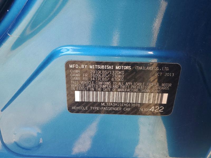 Aukcja sprzedaży 2014 Mitsubishi Mirage, vin: ML32A3HJ1EH013078, numer aukcji: 53065666