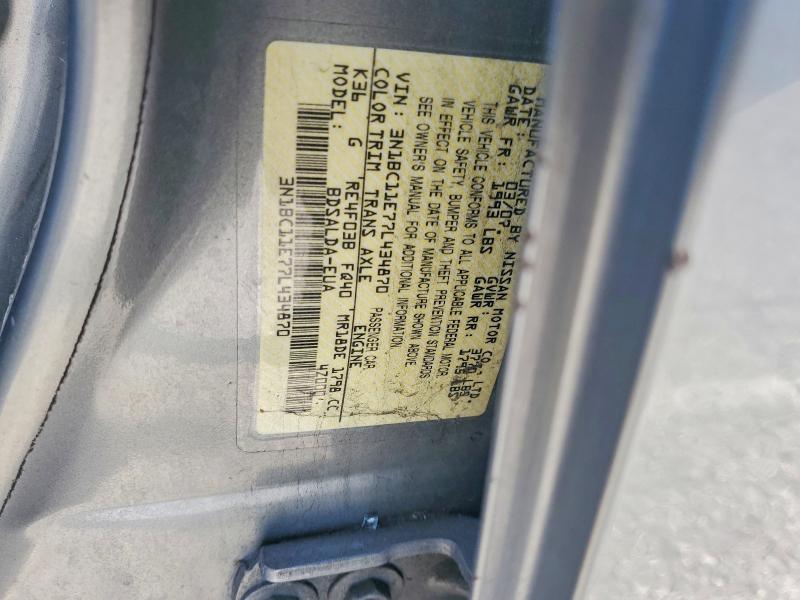 Продаж на аукціоні авто 2007 Nissan Versa, vin: 3N1BC11E77L434870, номер лоту: 52081206