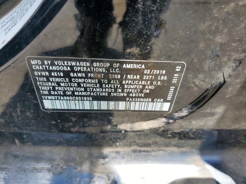 Продажа на аукционе авто 2016 Volkswagen Passat, vin: 1VWBT7A30GC031935, номер лота: 53575466
