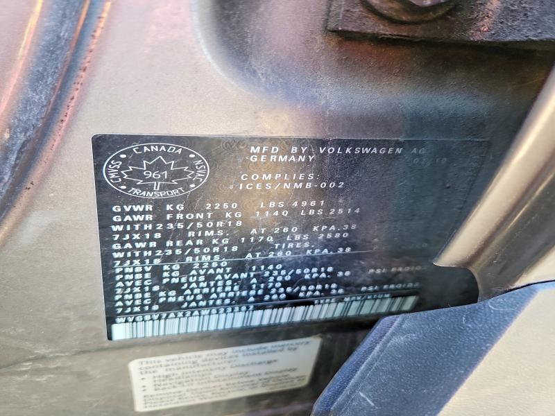 53227126 :رقم المزاد ، WVGBV7AX2AW523397 vin ، 2010 Volkswagen Tiguan مزاد بيع