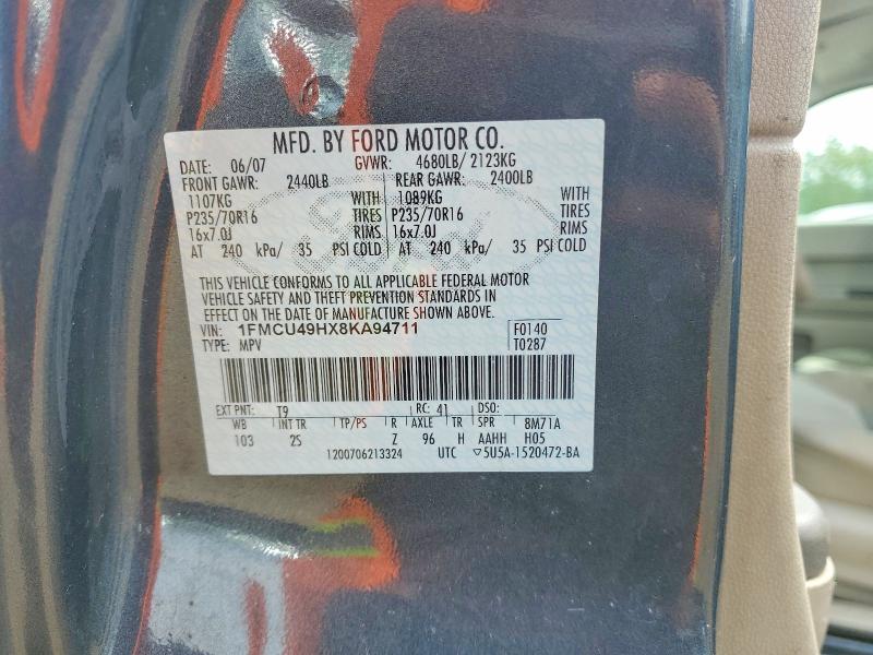 54132706 :رقم المزاد ، 1FMCU49HX8KA94711 vin ، 2008 Ford Escape مزاد بيع