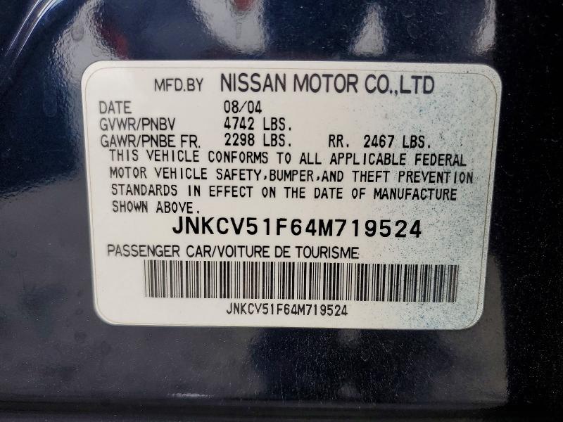 53533526 :رقم المزاد ، JNKCV51F64M719524 vin ، 2004 Infiniti G35 مزاد بيع