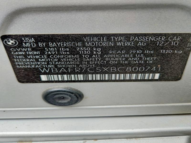 51766206 :رقم المزاد ، WBAFR7C5XBC800741 vin ، 2011 Bmw 535 مزاد بيع