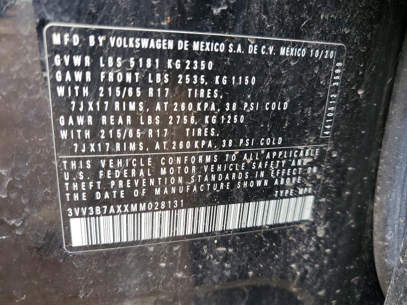 52852826 :رقم المزاد ، 3VV3B7AXXMM028131 vin ، 2021 Volkswagen Tiguan مزاد بيع