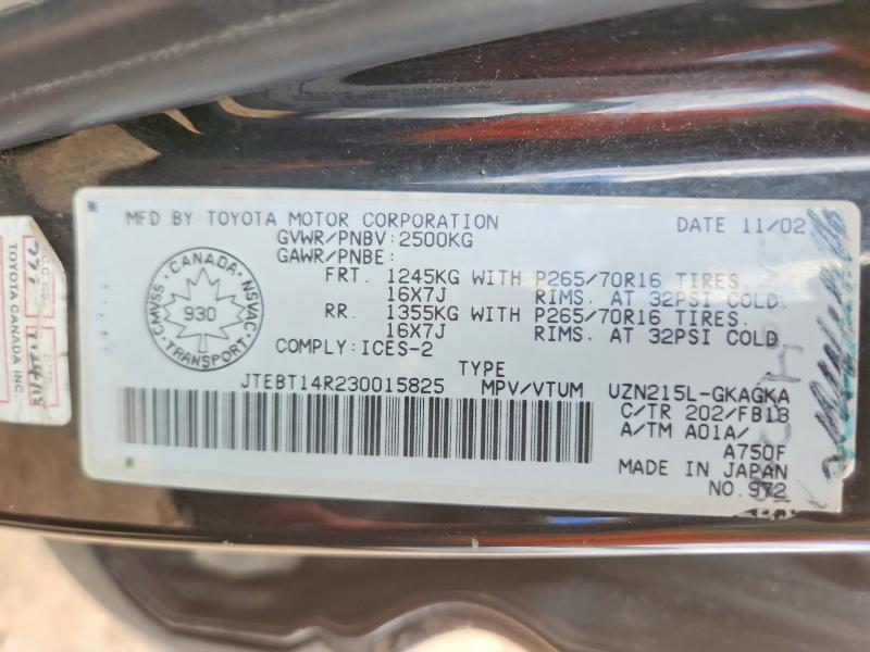 Продажа на аукционе авто 2003 Toyota 4runner, vin: JTEBT14R230015825, номер лота: 52334546