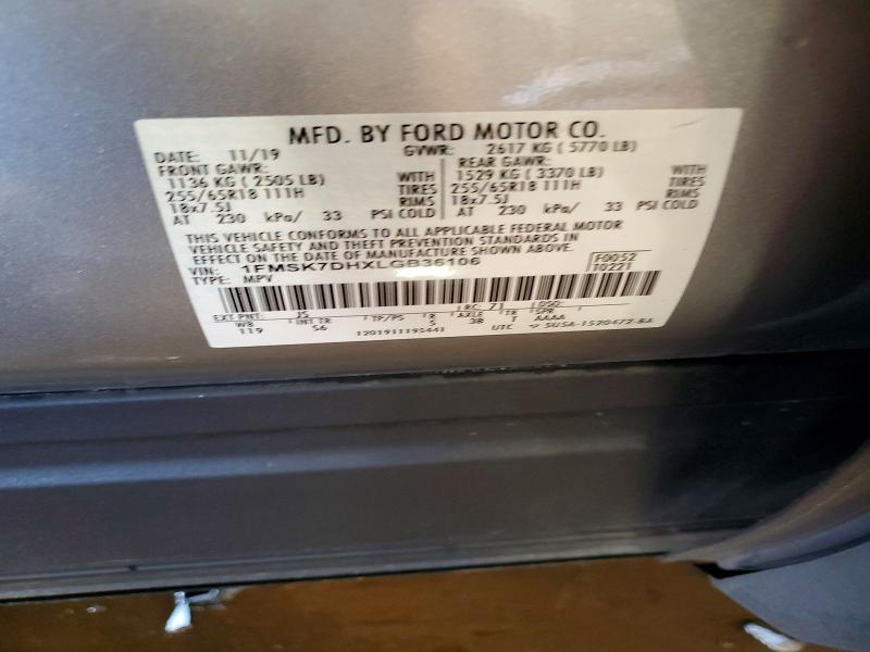 Aukcja sprzedaży 2020 Ford Explorer, vin: 1FMSK7DHXLGB36106, numer aukcji: 54089906
