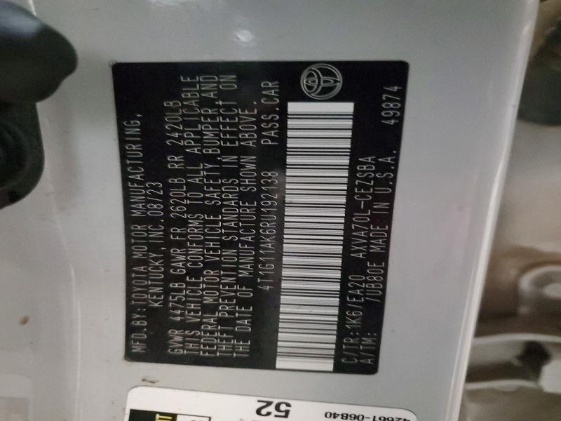 Продажа на аукционе авто 2024 Toyota Camry, vin: 4T1G11AK6RU192138, номер лота: 54166786