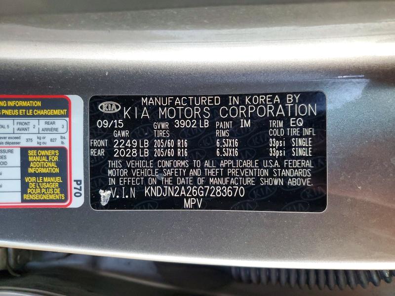 Продажа на аукционе авто 2016 Kia Soul, vin: KNDJN2A26G7283670, номер лота: 54204496