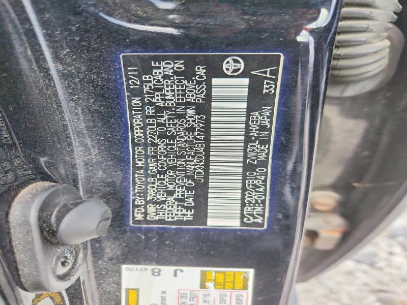 53369516 :رقم المزاد ، JTDKN3DU4B1477973 vin ، 2011 Toyota Prius مزاد بيع