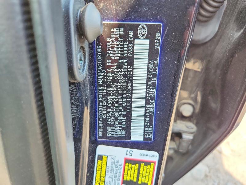 2021 Toyota Camry მანქანა იყიდება აუქციონზე, vin: 4T1C11AK0MU421212, აუქციონის ნომერი: 53764736