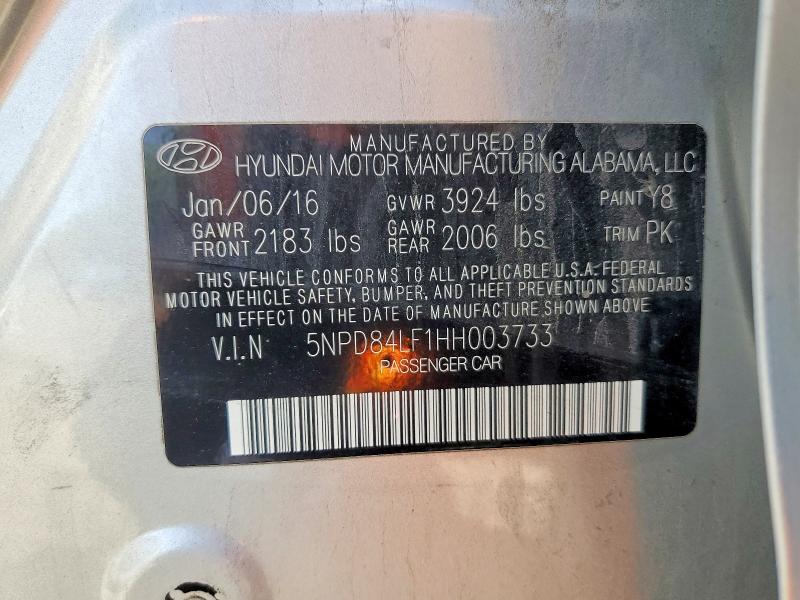 Aukcja sprzedaży 2017 Hyundai Elantra, vin: 5NPD84LF1HH003733, numer aukcji: 52996676