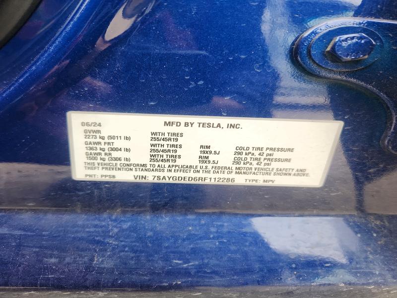 Aukcja sprzedaży 2024 Tesla Model Y, vin: 7SAYGDED6RF112286, numer aukcji: 52883566