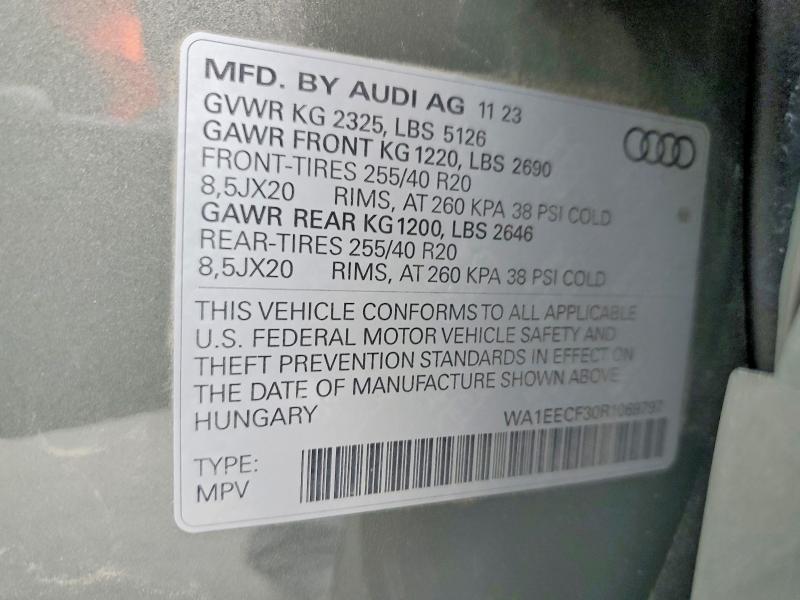 Продажа на аукционе авто 2024 Audi Q3, vin: WA1EECF30R1069797, номер лота: 52410966