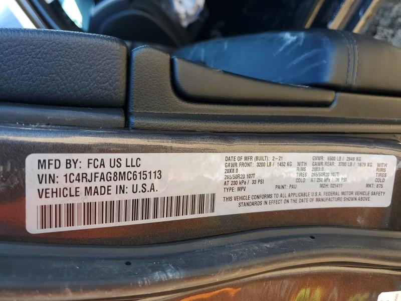 Продажа на аукционе авто 2021 Jeep Grand Cherokee, vin: 1C4RJFAG8MC615113, номер лота: 55236696