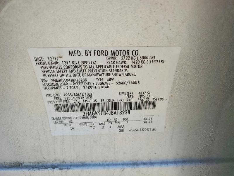 2018 Ford Flex მანქანა იყიდება აუქციონზე, vin: 2FMGK5C84JBA13238, აუქციონის ნომერი: 53656646