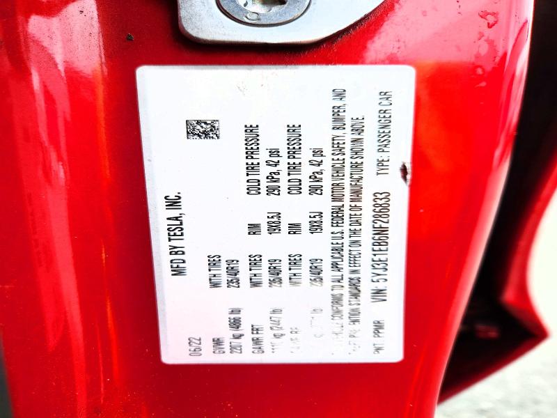 Aukcja sprzedaży 2022 Tesla Model 3, vin: 5YJ3E1EB6NF286833, numer aukcji: 54723816