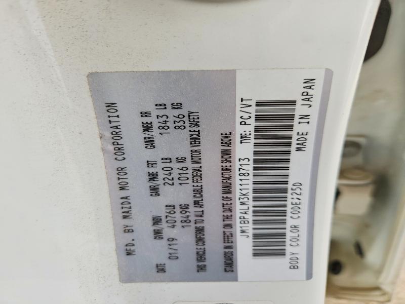 2019 Mazda Mazda3 Sport Gs 5dr მანქანა იყიდება აუქციონზე, vin: JM1BPALM3K1118713, აუქციონის ნომერი: 54621666