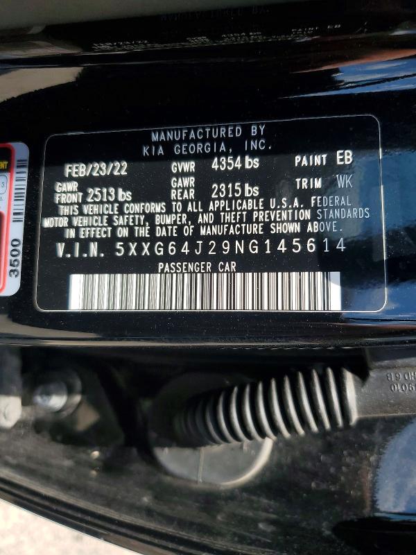 Aukcja sprzedaży 2022 Kia K5, vin: 5XXG64J29NG145614, numer aukcji: 54082096