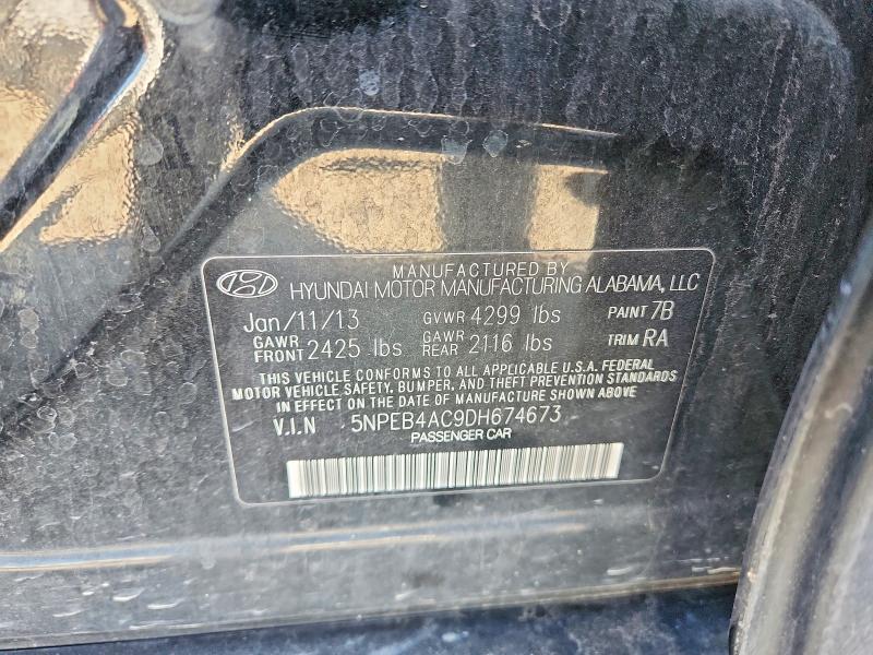 Продажа на аукционе авто 2013 Hyundai Sonata, vin: 5NPEB4AC9DH674673, номер лота: 52077576
