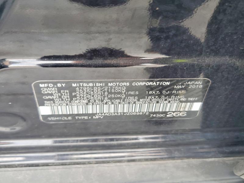 Продаж на аукціоні авто 2018 Mitsubishi Outlander, vin: JA4AD3A31JZ069872, номер лоту: 54881216