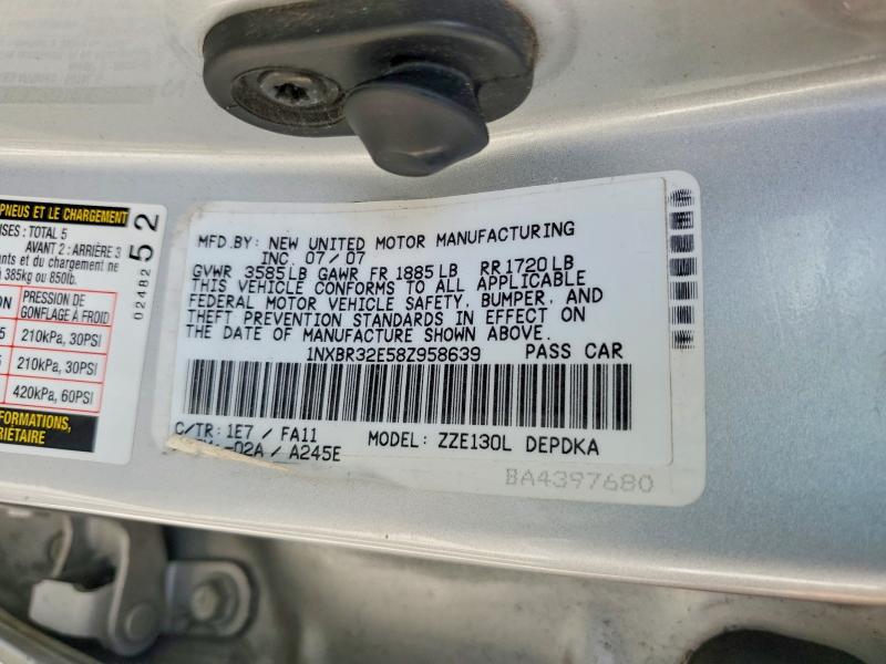 Auction sale of the 2008 Toyota Corolla, vin: 1NXBR32E58Z958639, lot number: 54627336