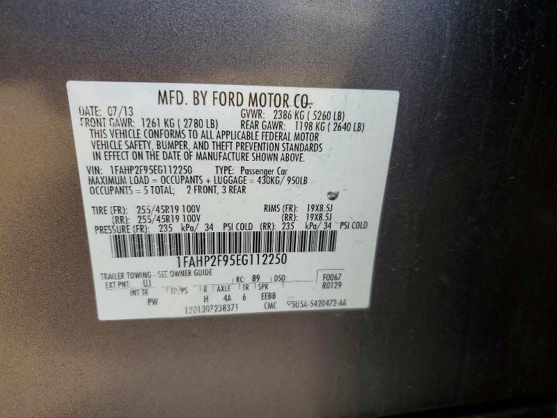 53175296 :رقم المزاد ، 1FAHP2F95EG112250 vin ، 2014 Ford Taurus مزاد بيع