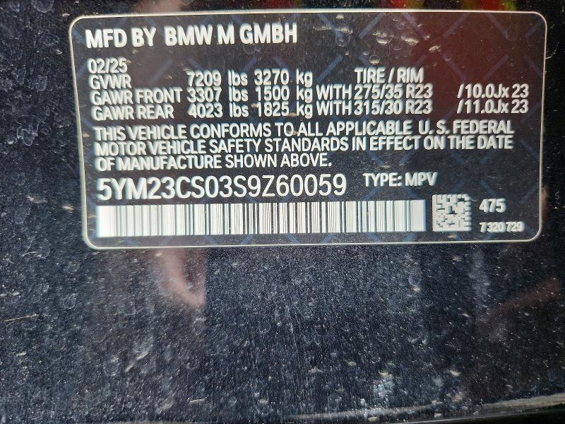 Aukcja sprzedaży 2025 Bmw Xm, vin: 5YM23CS03S9Z60059, numer aukcji: 53876976