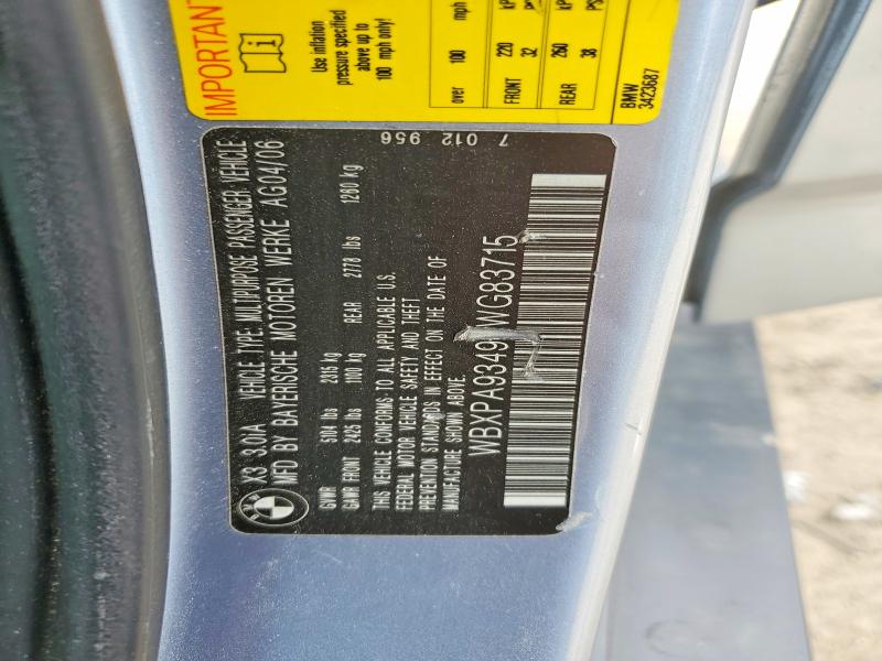 54204166 :رقم المزاد ، WBXPA93496WG83715 vin ، 2006 Bmw X3 مزاد بيع
