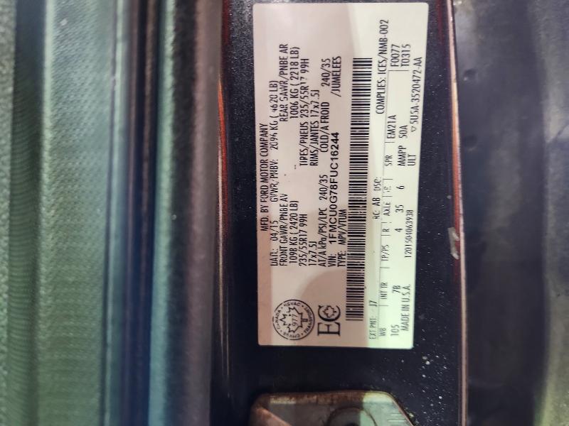 53762596 :رقم المزاد ، 1FMCU0G78FUC16244 vin ، 2015 Ford Escape مزاد بيع