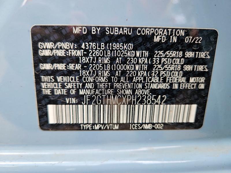 51372596 :رقم المزاد ، JF2GTHMCXPH238542 vin ، 2023 Subaru Crosstrek مزاد بيع