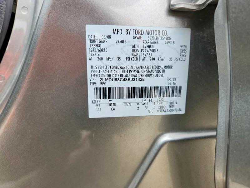 Aukcja sprzedaży 2008 Lincoln Mkx, vin: 2LMDU88C48BJ31428, numer aukcji: 52365296