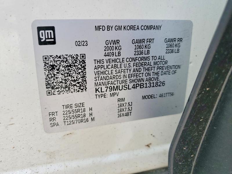 2023 Chevrolet Trailblazer მანქანა იყიდება აუქციონზე, vin: KL79MUSL4PB131826, აუქციონის ნომერი: 54875056