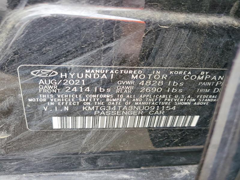 Aukcja sprzedaży 2022 Genesis G70, vin: KMTG34TA3NU091154, numer aukcji: 54271326